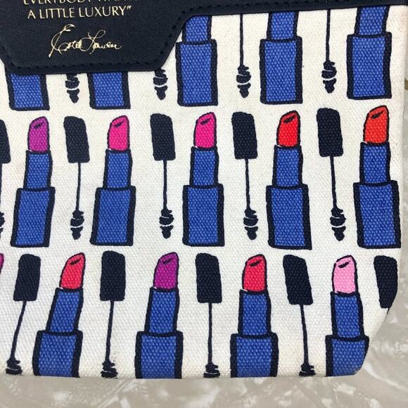 Estee Lauder Navy Blue Lipstick Kendra Dandy Zipper Make-Up Cosmetic Travel Bag - Picture 6 of 12